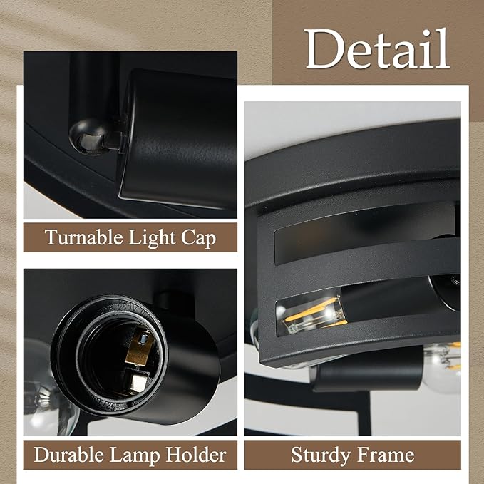 13 inch 3-Light Black Flush Mount Ceiling Light Fixture,Light Fixtures Ceiling Mount for Hallway,Hall,Kitchen,Farmhouse (2 Pack)