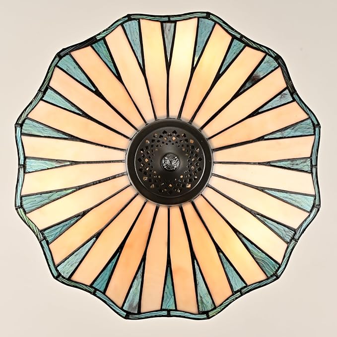 Tiffany Ceiling Lights, Stained Glass Semi Flush Mount Light 16-Inch 3-Light Mission Style Tiffany Light Fixtures Ceiling Mount for Hallway Kitchen Bedroom Foyer Dining Living Room