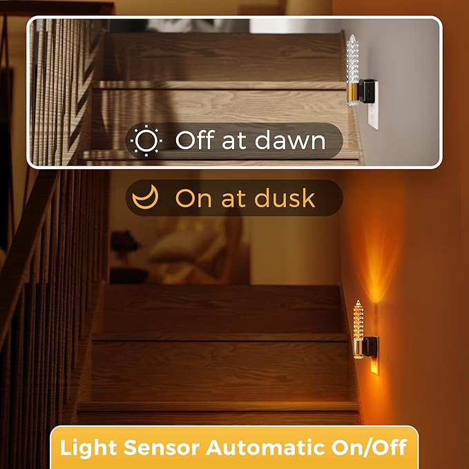 L LOHAS LED Night Light, Flameless Candle Night Light Plug into Wall, 0-100 LM Dimmable Nightlight, Plug in Amber Night Light with Dusk to Dawn Sensor, for Bathroom Bedroom Hallway, 1 Pack