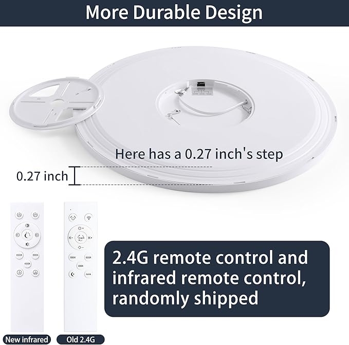 20 Inch Flush Mount Ceiling Light with Remote, 45W Dimmable LED Fixture 4500LM, 3000K-6500K Adjustable, Round Ceiling Lamp for Bedroom, Kitchen, Living Room, Dining Room, Bathroom, White