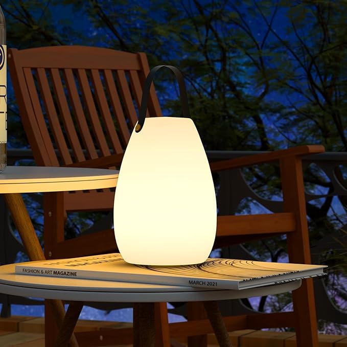 uuffoo Rechargeable Portable Table Lamp, Cordless RGB Lantern with Remote, Decorative LED Night Light, IP44 Waterproof Indoor Outdoor Lamp for Bedroom Patio Garden Wedding Party