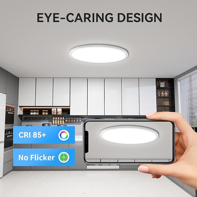 Two Pack 4700lm LED Flush Mount Ceiling Light, Super Slim 16 inch 5000K LED Ceiling Light for Bedroom, Living Room, Dining Room (White)