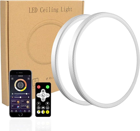 MODERN 2 Pack Dimmable LED Flush Mount Ceiling Light,12inch 28W High Bright 3100lm, Smart app Control, Super Slim Ceiling Light, LED Ceiling Light for Bedroom,Living Room, Dining Room