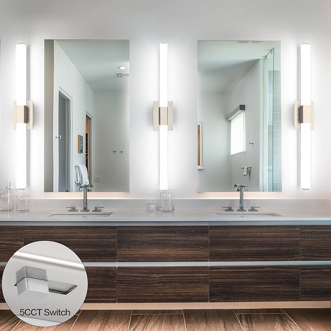 ZUZITO Bathroom Vanity Light Brushed Nickel, Modern LED Bathroom Lighting Fixtures Over Mirror, 5CCT Dimmable 40 Inch Vanity Lighting Fixtures for Bath
