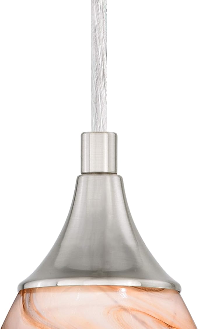 VAXCEL Milano Satin Nickel Mini Pendant Ceiling Light Amber Swirl Glass