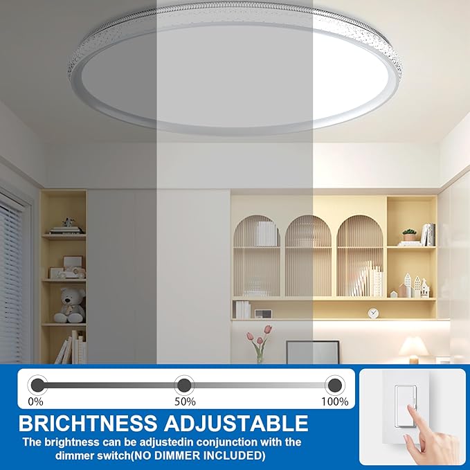 LED Ceiling Light 15-Inch Dimmable Flush Mount with 5CCT Adjustable Color Temperature (2700K-5000K), 35W 4000LM, Ceiling Light Fixture for Bedroom, Kitchen, Living Room, Office, and Hallway.