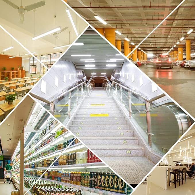 LightingWill LED T5 Integrated Fixture 3FT, Warm White 3000~3500K, 14W, Linkable Shop Light, Ceiling and Under Cabinet Light, Corded Electric with Built-in ON/Off Switch, (4 Pack)