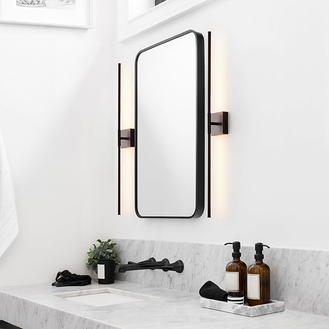 JONATHAN Y 32" Oil Rubbed Bronze Modern Dimmable Integrated LED Wall Sconce, Minimalist Adjustable Metal Vanity Light for Bathroom Mirror, Bedroom, Hallway, 3000K, ETL Listed (JYL7040D)