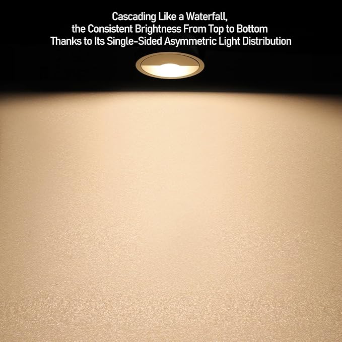 TORCHSTAR 3 Inch 5CCT LED Asymmetric Wallwasher Recessed Lights with J-Box, 35° Ultra-Narrow Trim Recessed Ceiling Spotlight, IC Rated, Dimmable, Anti-Glare, CRI90, 2700-5000K, ETL FCC, Pack of 4