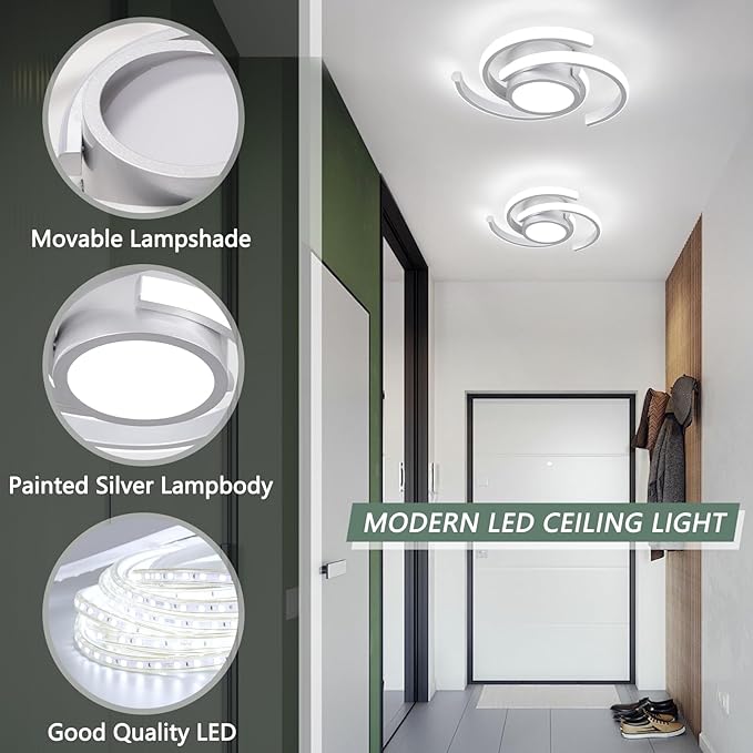 ADISUN LED Modern Ceiling Light,6000K Semi Flush Mount Ceiling Light Fixture, Small Ceiling Lamp for Living Room Bedroom Bathroom Kitchen(D11 in*H2.9 in; 33W)