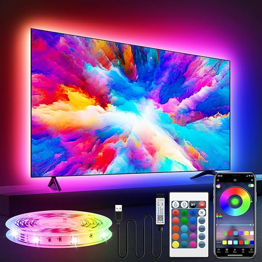 LED Strip Lights, 16.4Ft 150LEDs RGB LED Lights for 32-75 Inch TV Behind,Music Sync App Control TV LED Strip with Remote,USB Plug-in Bias LED Strips Lights for Bedroom Game Cabinet Desk Shelf