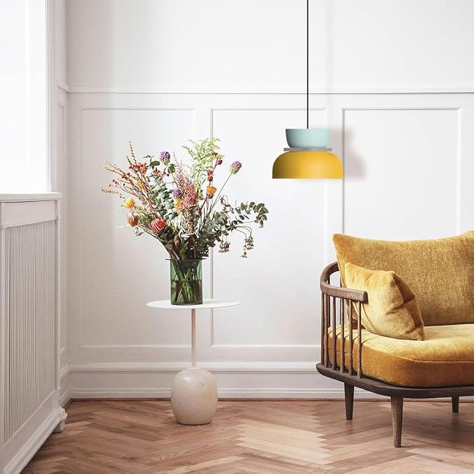 Macaron Kitchen Island Pendant Light Boho Yellow Blue Lamp Shade Mid Century Modern Hanging Light Fixtures Nordic Retro Hanging Pendant Light for Entrance Laundry Room Breakfast Nook