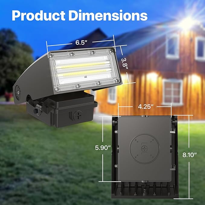 HYPERLITE Wall Pack 60W: 7800lm Dusk to Dawn Photocell Led Wall Packs Outside Lighting ETL Listed, Ideal Adjustable Security Lights Outdoor for Driveway Barn Warehouse Shed Alleyways Patio Entrance