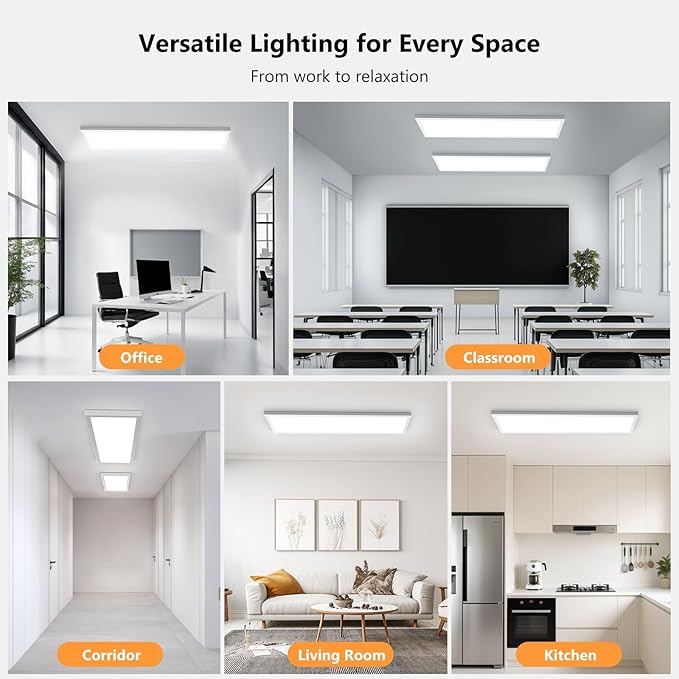 AIKVSXER 36 Pack 1x4 LED Flat Panel Light, 50W 5500LM Surface Mount Ceiling Fixture, 3CCT (3000K/4000K/5000K), Ultra-Thin 48In, 10-100% Triac Dimmable for Kitchen, Garage, Office, Basement