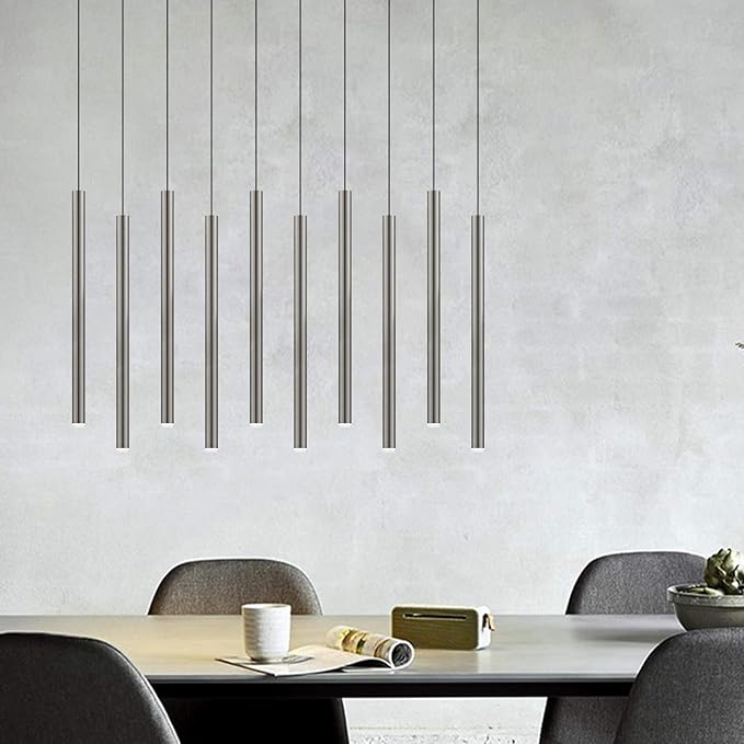 CANALIS 10 Mini Pendant Lighting Nickel - LED Hanging Light Fixture for Kitchen Island, Bar, Foyer - Cluster Pendants - Dimmable, Adjustable Wire, Lamp Bulb Included
