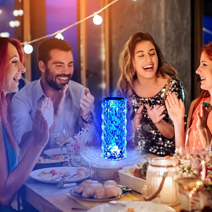 VoMii 2 Pack Crystal Lamp Touch, RGB 16 Colors Changing Night Light, Rechargeable Crystal Table Lamp Bedside Lamp, Cordless Rose Diamond Battery Night Light, for Bedroom/Party/Dinner/Decoration