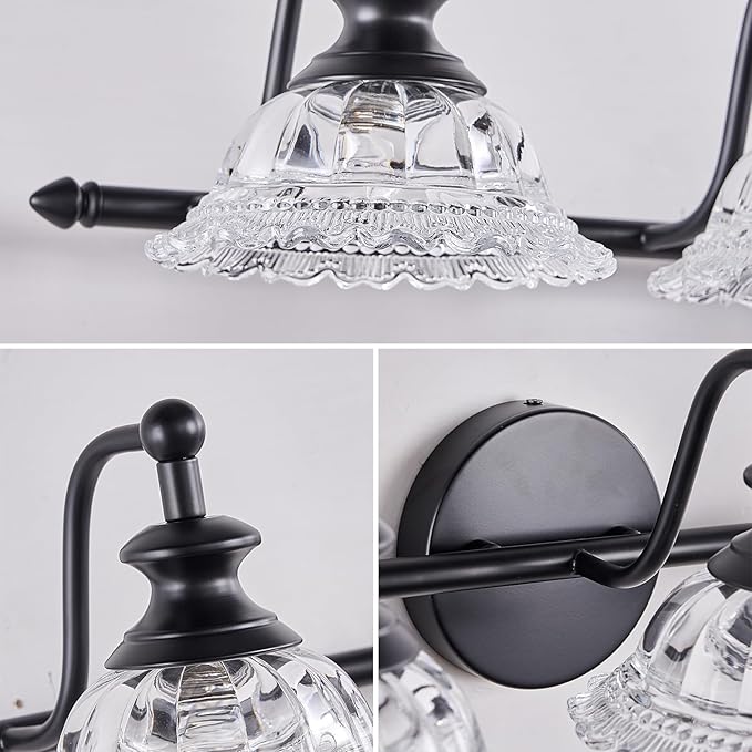 XIEDUN 45" Bathroom Light 6 Light Black Vanity Light Farmhouse Vanity Lights Vanity Lighting Fixtures (Exclude G9 Bulb)