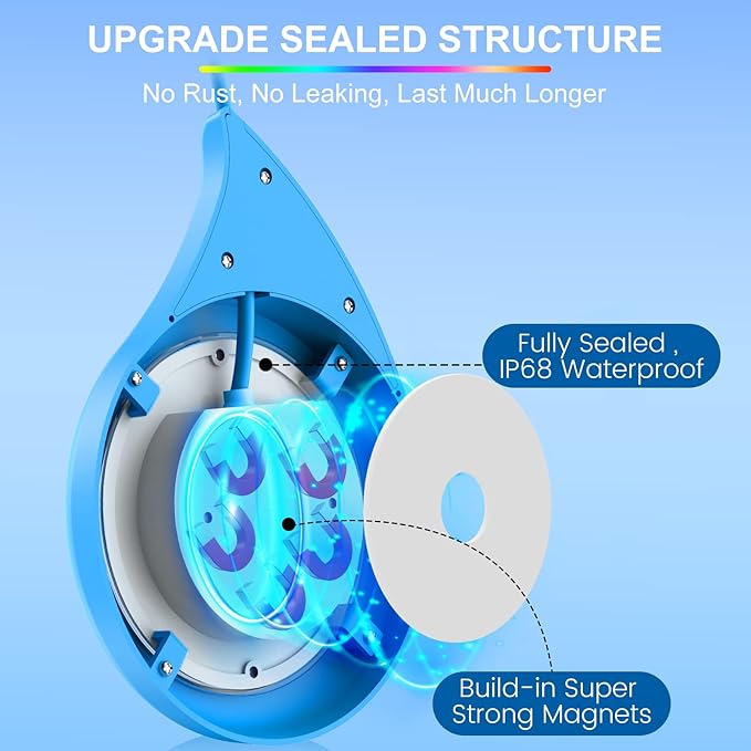 LyLmLe LED Pool Lights with APP Control, 20W RGB Dimmable Underwater Submersible Light with Magnets, 800lm, IP68 Waterproof Color Changing 12V Pool Lights for Inground Aboveground Pools, 26ft Cord