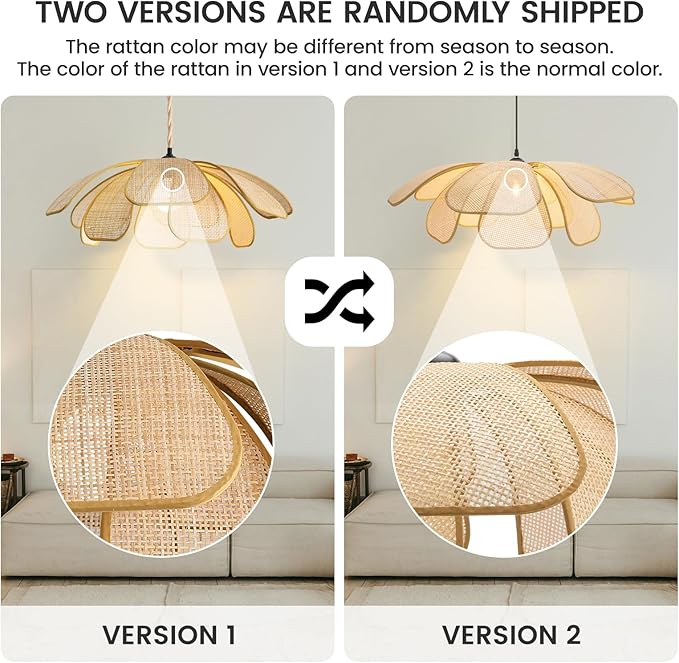 Plug in Pendant Light Boho Hanging Light Wicker Light Fixture Hand-Woven Rattan Pendant Lamp Boho Lamp for Hallway Entryway Kitchen Island Dining Room Bedroom