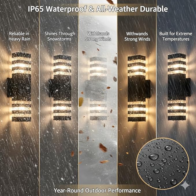 10Pack 15inch LED Square Up & Down Wall Lights,14W Outdoor Wall Light 4000K Day White Aluminum Body Waterproof IP65 LED Exterior Light Fixtures Wall Mount for House Patio Garage Garden.