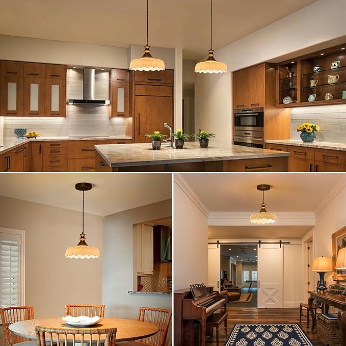 HDDFL Vintage Pendant Lights Fixture Modern Pendant Lighting Fixtures Hanging Lamp for Kitchen Island Bedroom Living Room Hallway Brown and Brass