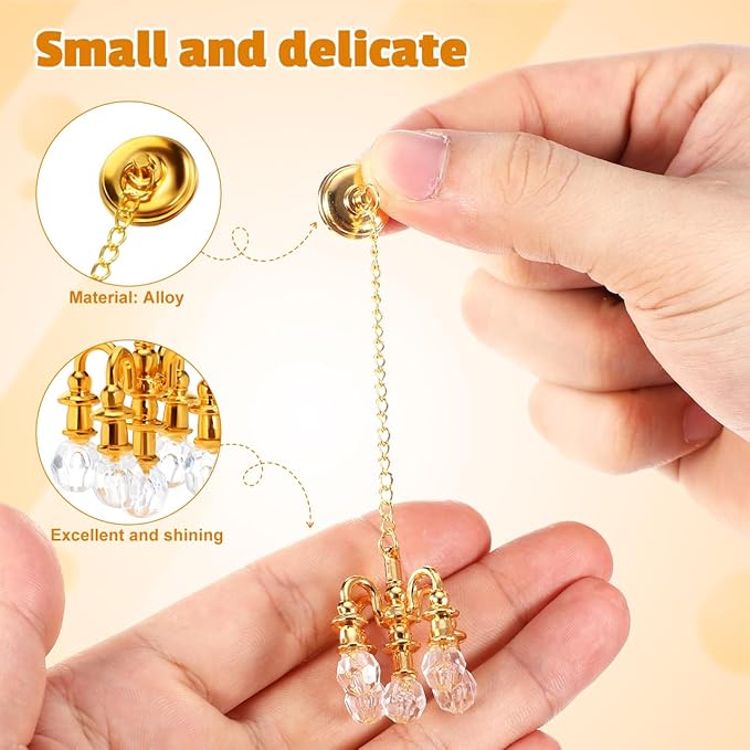 TOYANDONA 2Pcs Dollhouse Chandelier 1:12 Scale - 5 Head Hanging Chandelier Pendant Doll House Ceiling Lights Lamp Miniature Dollhouse Lights for Doll House Accessories Decorations