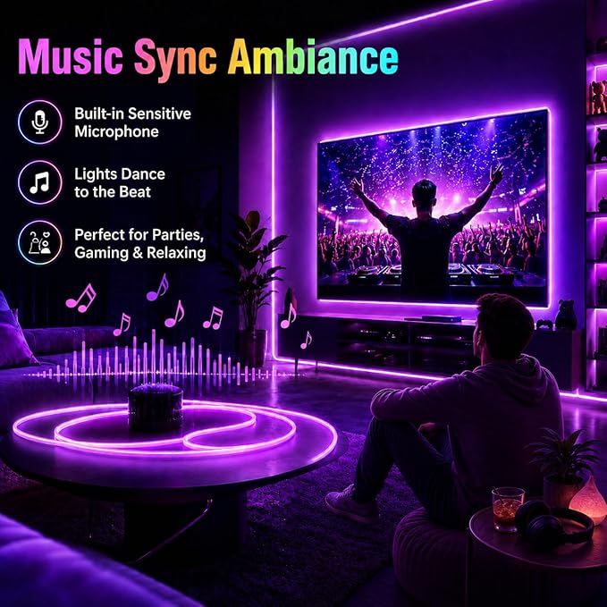 Neon Rope Lights - 16.4Ft Flexible LED Rope Lights,24V RGB Rope Lights Control with App/Remote Multiple Modes,DIY Design, IP65 Waterproof Strip Lights for Bedroom Room Outdoors Decor