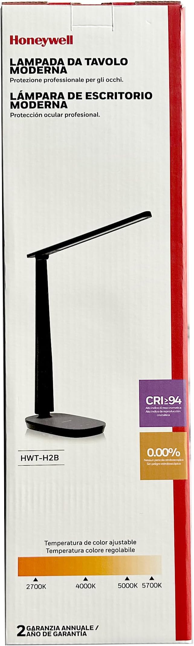 Honeywell LED Desk Lamp for Home Office, Eye-Caring Light with 4 Color Modes & Touch Control, USB A+C Charging Ports, Adjustable Rotating Head with Timer for Reading, Bedroom & Small Desks