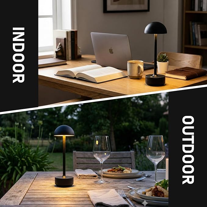 2 Pack Rechargeable Table Lamp Cordless - LED Table Lights Outdoor - 5000mAh Battery Operated Dimmable Touch Portable Lamps for Patio Restaurant Dining Room