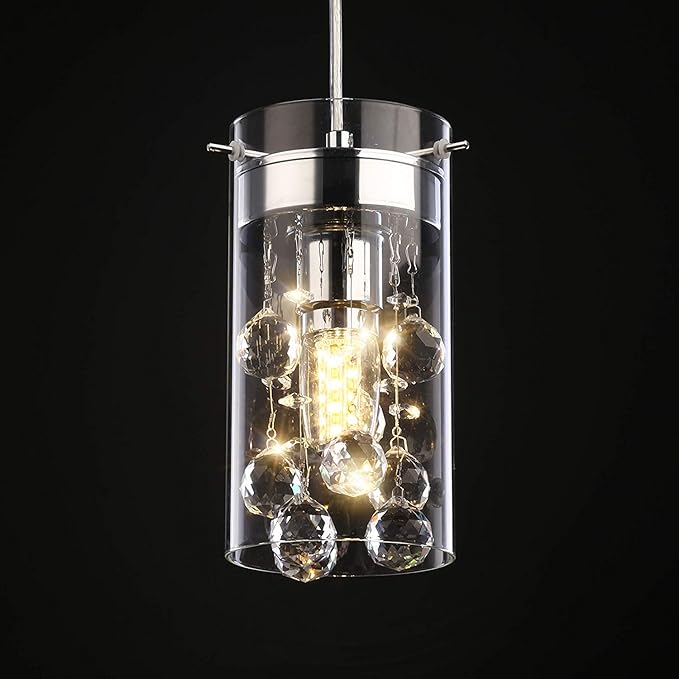 Crystal Pendant Light,Modern Kitchen Island Pendant,3 Pack Pendant Lights for Kitchen Island,Adjustable Chrome Pendant Light for Kitchen Dining Room Bedroom