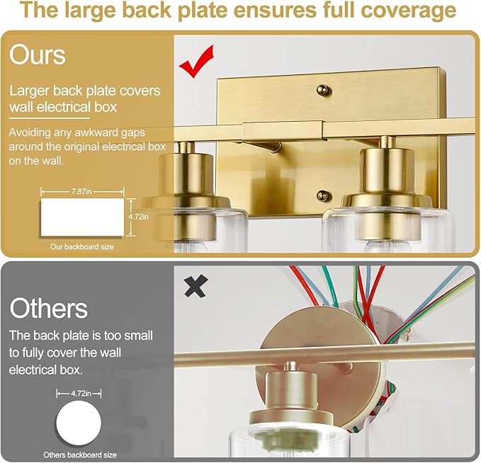 Indoi 4-Light Vanity Lights with Clear Glass Shades, Brushed Gold Bathroom Light Fixtures Over Mirror, Modern Bathroom Wall Lamp for Mirror Living Room Cabinet Bedroom Porch