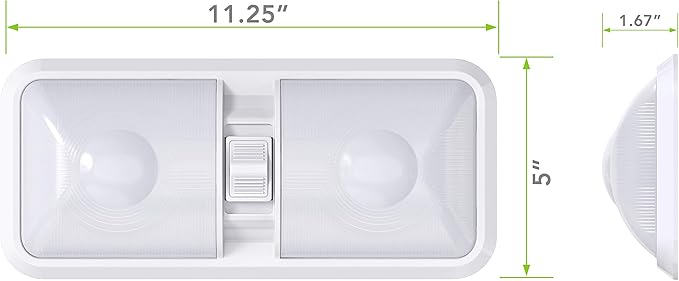 Leisure LED 2 Pack RV LED Ceiling Double Dome Light Fixture with ON/Off Switch Interior Lighting for Car/RV/Trailer/Camper/Boat DC 12V 48X2835SMD (Frosted Lens Natural White 4000-4500K, 2-Pack)