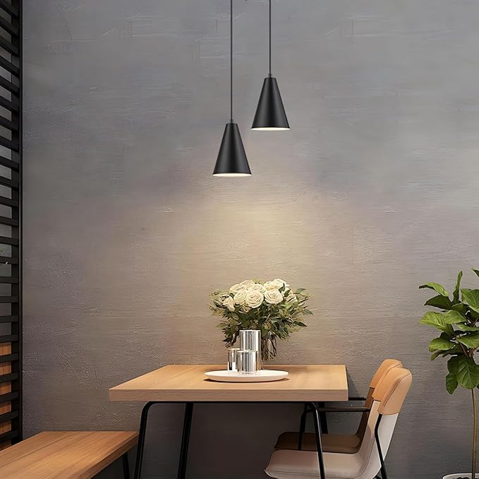 Black Pendant Lights, 3 Pack Industrial Metal Hanging Lamp Modern Vintage Farmhouse Pendant Lighting Fixtures for Kitchen Island Dining Room Bedroom