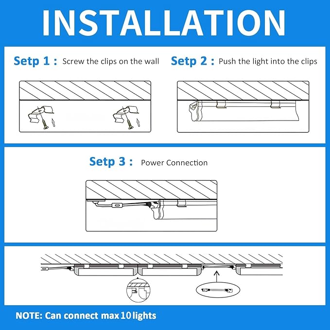 CNSUNWAY LED Shop Light 2FT, 24W 3600LM 6500K Super Bright, T8 Integrated LED Light Fixture, D-Shape, Linkable Utility Shop Lights for Cabinet, Garage, Workbench, Basement, 2 Pack