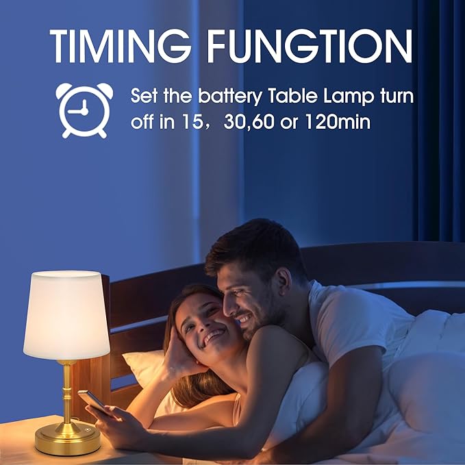 Vintage Gold Cordless Table Lamp with Remote and Touch Control, Wireless Small Led Battery Powered Rechargeable Portable Table Lamp, Dimmable 3 Color Mini Desk Lamp for Home Patio, 1Pack