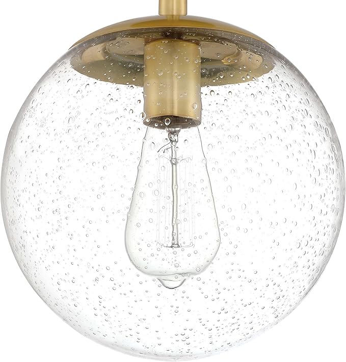 Design House Gracelyn 9 in Ceiling Mount Pendant Light, Semi-Flush Mount, Dimmable, Seeded Glass, Satin Gold, 9 in x 9 in x 14.36 in, 588517-SG