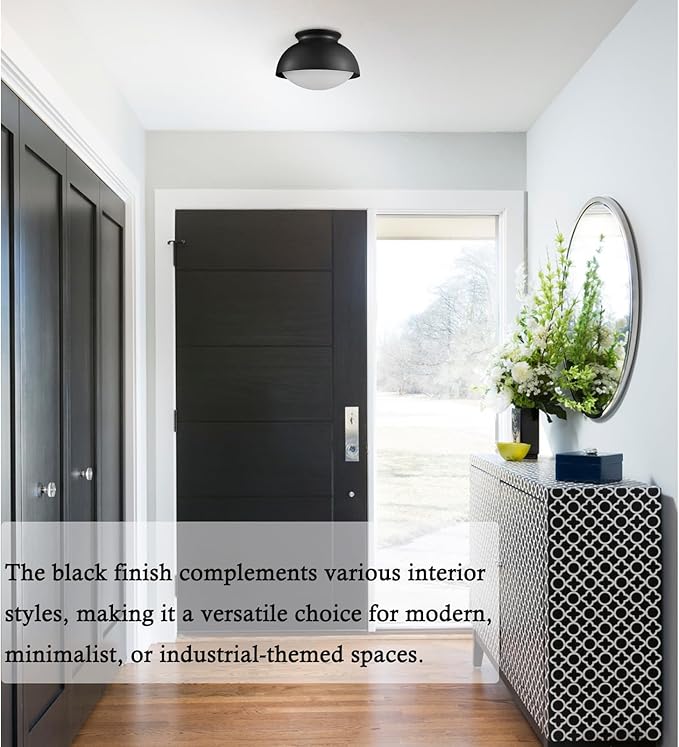 Moose Black Semi Flush Mount Ceiling Light Fixture Modern Ceiling Light for Bedroom Living Room Entryway Hallway