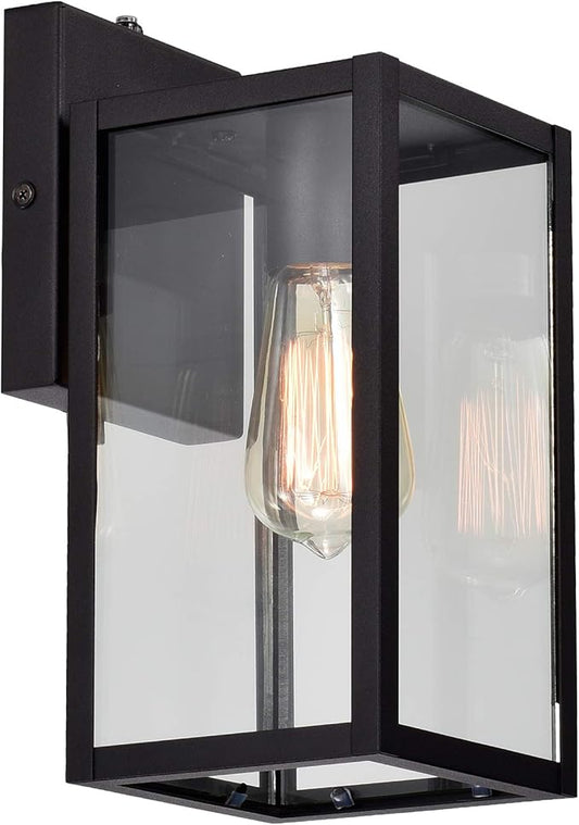 MICSIU Dusk to Dawn Outdoor Wall Light, 11.25 Inch Black Exterior Wall Sconce with Clear Glass, Modern Farmhouse Outside Porch Lights for House Garage Entryway, E26 Base 100W Max, ETL Listed