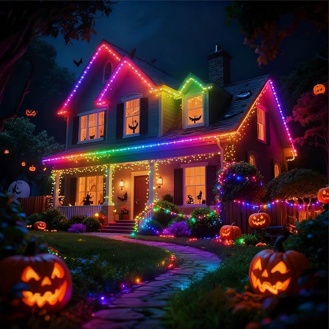 AI Smart Color Changing Fairy Lights, 32.8ft RGB+IC Offline Voice Control Light Twinkle No App/No WiFi Required,Dimmable Xmas Music Sync Lights for Kids Bedroom, Party, 7 Colors & 13 Lighting Modes
