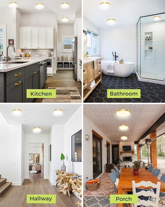 hepside 1PACK LED Flush Mount Ceiling Light, 3CCT Selectable 3000K-4000K-6500K & 100W Equivalent Modern Kitchen Recessed Ceiling Lamp 15W 1500Lm 7.5 Inch for Bathroom Closet Laundry Bedroom