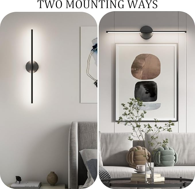 Modern Bathroom Vanity Light Bar 28inch,5000K Black LED Vanity Lighting Fixture Bathroom Sconce 360° Rotate