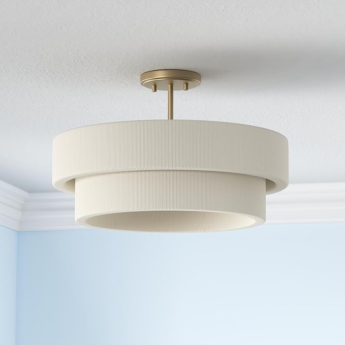 Capital Lighting 349841MA Delaney Modern Hand-Wrapped Rope Drum Pendant Ceiling Light Fixture, 4-Light 240 Total Watts, 13" H x 20" W, Matte Brass