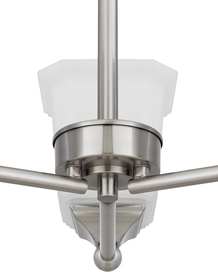 Tawson Nox 3-Light Chandelier Pendant Ceiling Light Brushed Nickle White Glass Shade Adjustable Height for Hallway, Entryway, Passway, Dining, Bedroom, Kitchen, Balcony Living Room