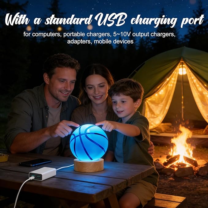Basketball Night Light, 3D Crystal Ball Lamp with 16 LED Color Changing & Remote, 3.15 Inch Unique Desk Decor, Gift for Women Men Kids, Birthday Christmas Home Room Decoration, Basketball Lamp