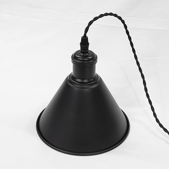 Set of Three Adjusted Wire Length H-Type Track Hanging Light 3.9 Ft Twisted Cord E26 Base Industrial Design Black Metal Pendant Light Fixture for Loft Aisle Bar(No Bulb & Track)