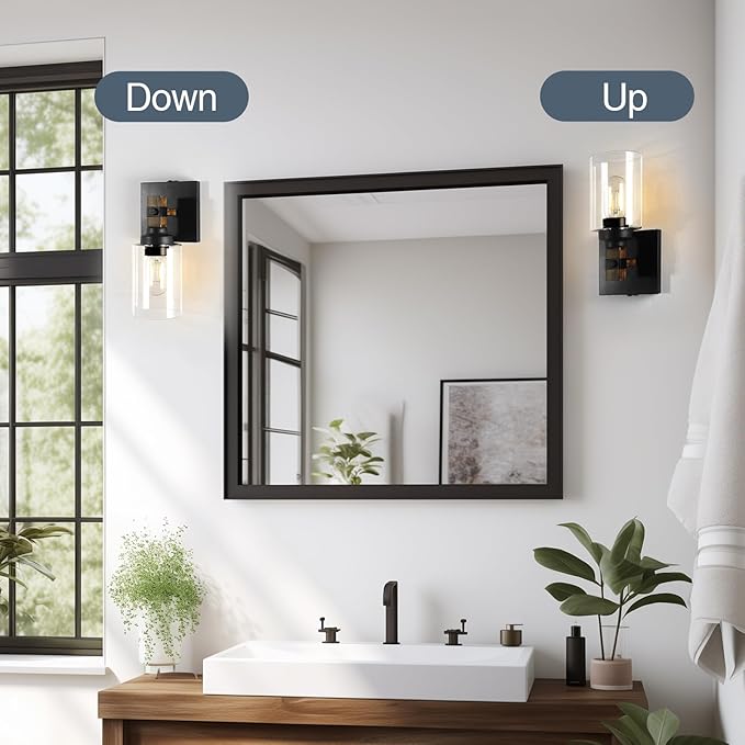 Battery Operated Wall Sconce 2-Pack Farmhouse Rechargeable Wall Lamp Set of Two No Wired Required, Easy Install Cordless for Bedroom Bathroom Livingroom