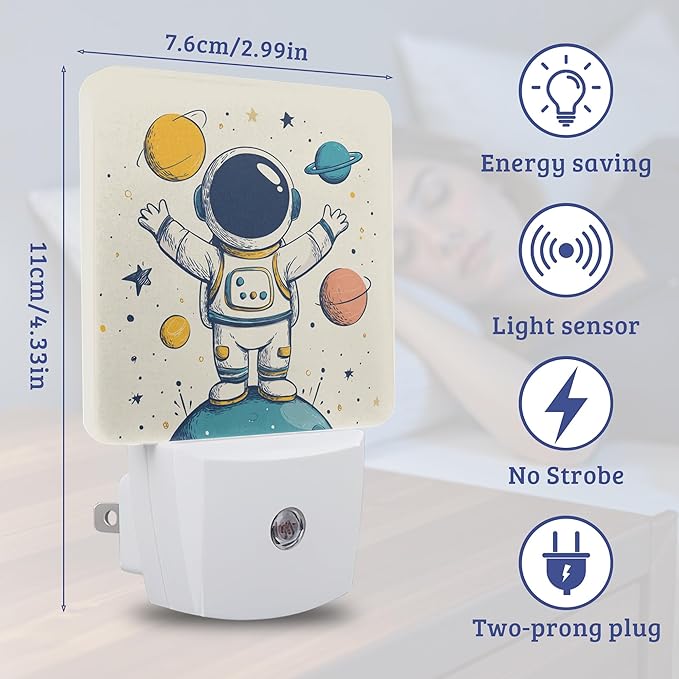 Star Astronaut Night Light,Nightlight Lamp with Dusk to Dawn Sensor for Home Indoor Stairway Kitchen Corridor, Decorative Night Lights Plug Into Wall for Boys Girls Women Men Room Gifts