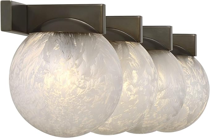 Savoy House 8-1017-4-15 Darien Contemporary Ice Glass Bathroom Vanity Wall Light, 4-Light 240 Total Watts, 7" H x 33" W, Mediterranean Bronze