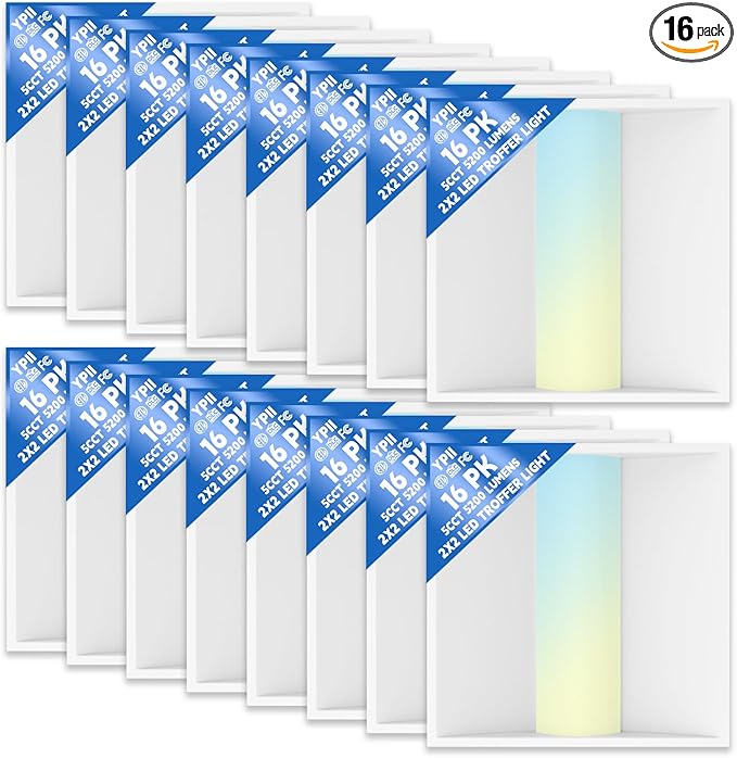 16Pack 2x2 FT LED Center Basket Troffer Light, 5CCT Color Tunable 3000/3500/4000/5000/6500K, Watt Adjustable 40W/35/30/25/20W, 0-10V Dimmable Drop Ceiling Lights, 120-277V-ETL&DLC Qualified