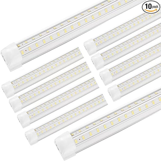 Led Shop Lights,4FT LED Light 50W 6500K 7000LM Led Daylight,Garage Light Linkable Clear Cover Integrated V-Shape for Garage Warehouse Workbench Workshop(10-Pack)